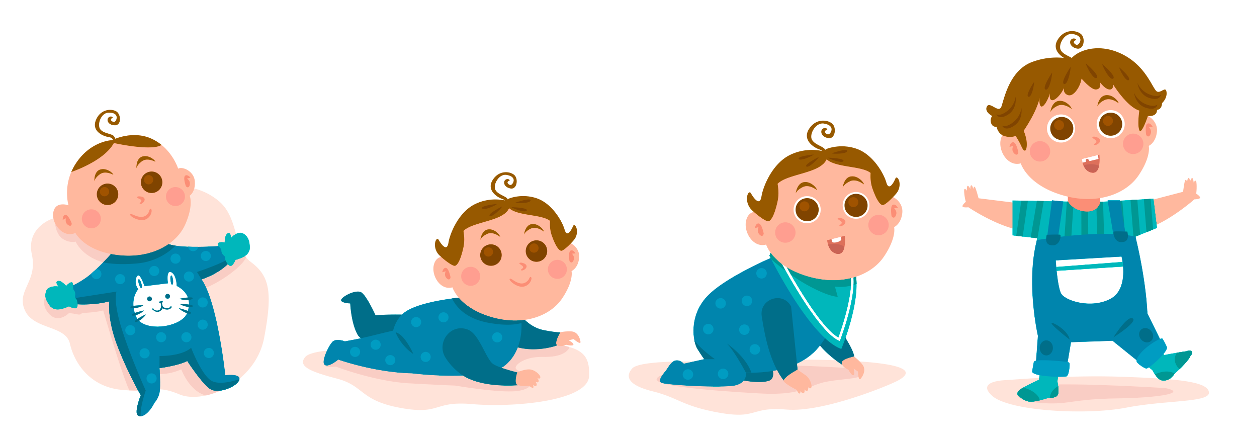 A toddler learning to walk in multiple stages